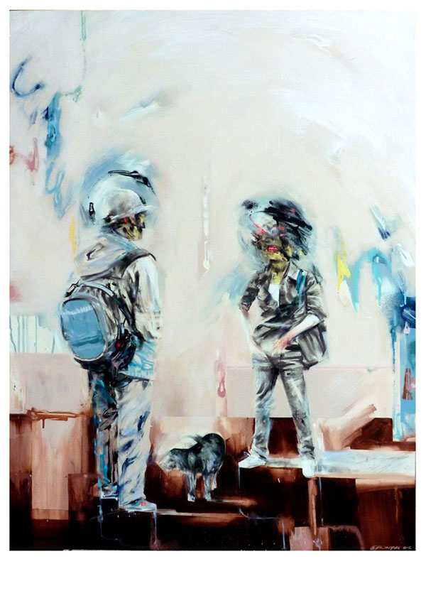 Mike Carr, China Mike, painting, obscured faces, contemporary art, art, faceless