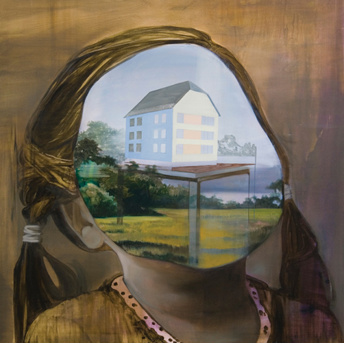 Alena Adamikova, painting, hidden face, image intervention, art